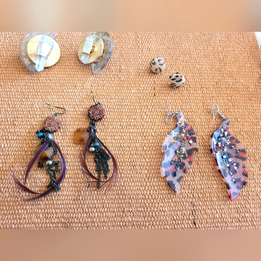 Animal Print & Feather Fashion Earing Lot